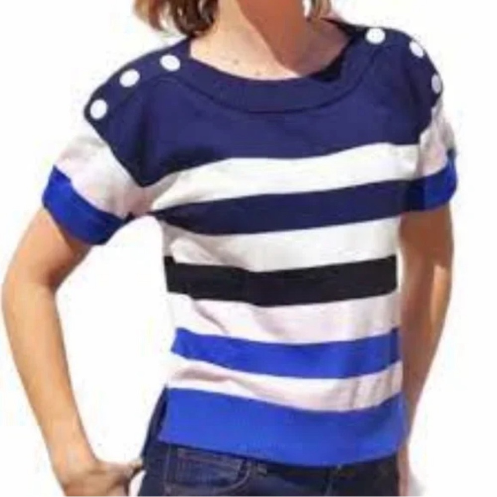 CABI #5448 Sailor Stripe Pullover Knit Sweater Top